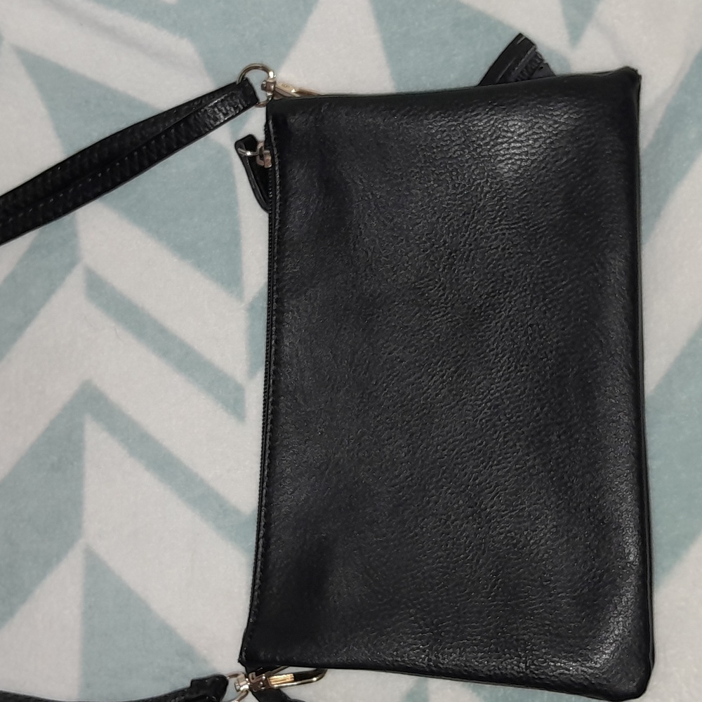 Black faux leather purse